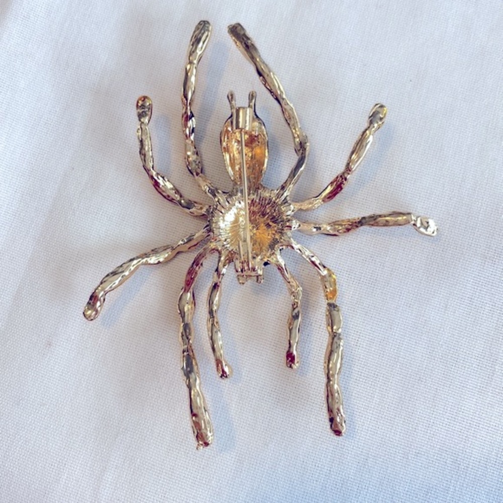 Huge Enamel Halloween Spider Brooch Pin - Picture 4 of 7